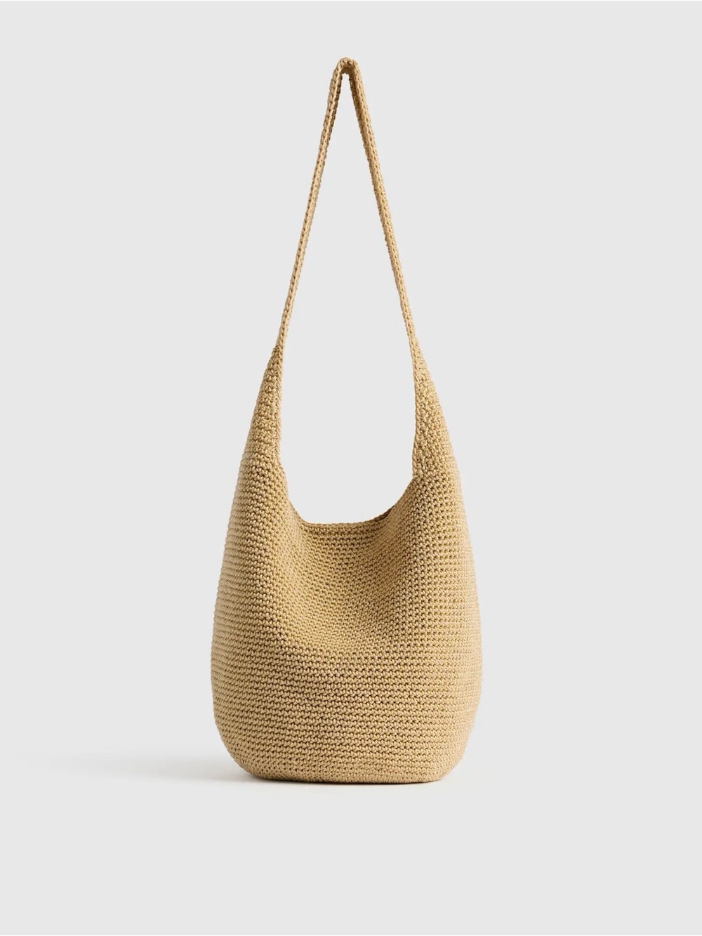 Quince Hand Crochet Hobo Shoulder Crossbody Tote Bag Natural Beige Sold Out  Sak